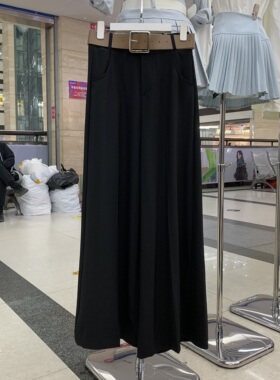 堂熙泉A8010垂感阔腿西装裤女2026春款时尚简约洋气阔腿拖地长裤
