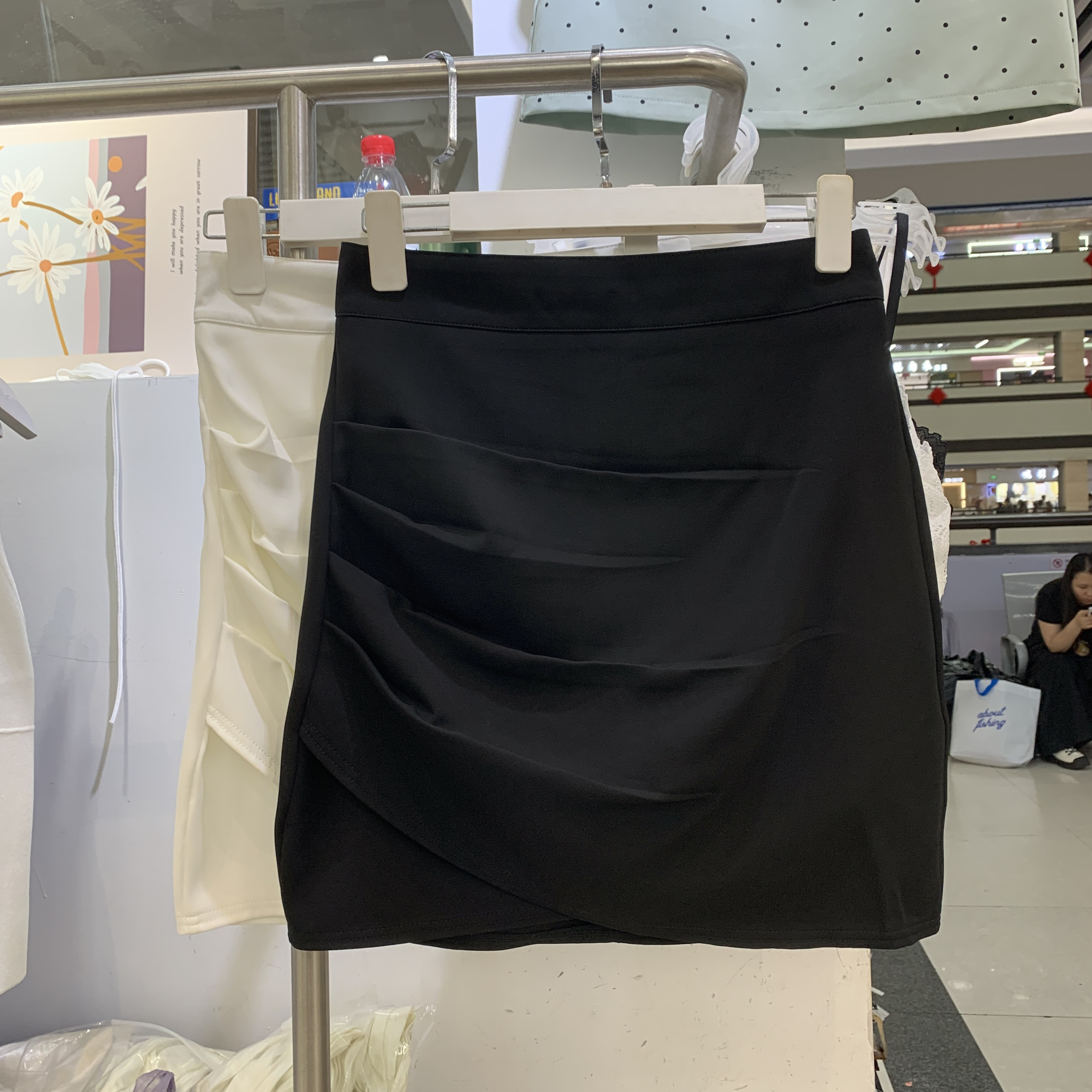 堂熙泉75023不规则短裙女夏季褶皱半身裙胖高腰a字裙小个子包臀裙