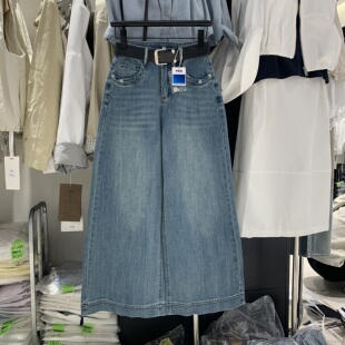 SASZ小公主75003春款高腰显瘦九分阔腿牛仔裤女宽松小个子直筒裤