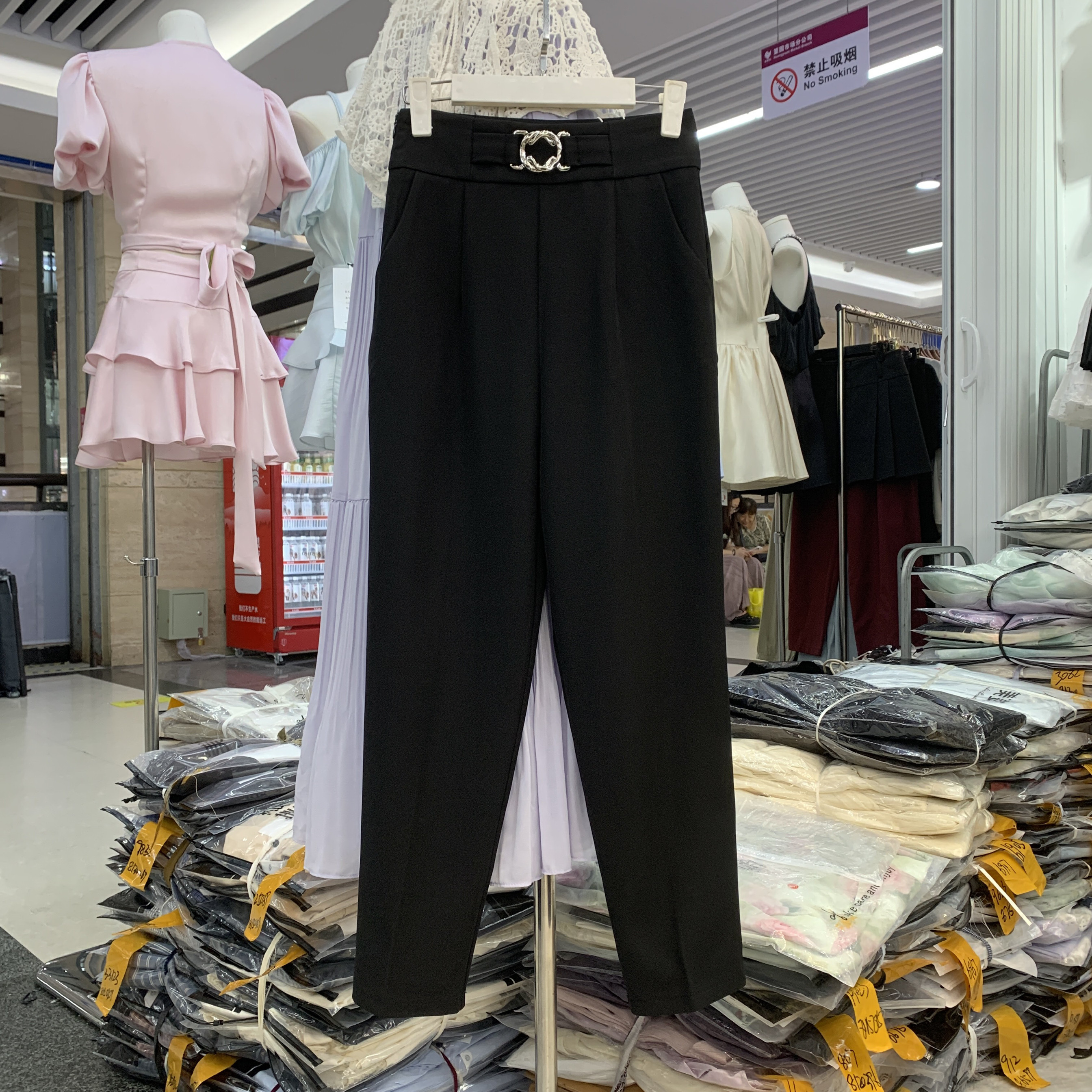 堂熙泉V27休闲九分西装裤女秋款高腰宽松直筒哈伦裤OL职业烟管裤