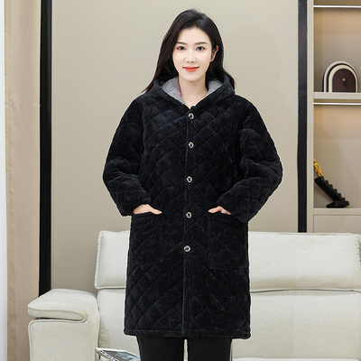 冬季保暖男士加绒加厚棉衣休闲大褂加长过膝罩衣工作服家居服棉服