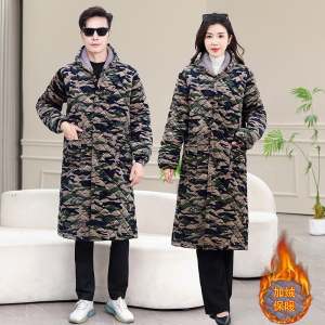 长款金丝绒棉服冬季男装棉袄加厚加绒夹棉保暖罩衣加肥加大外套