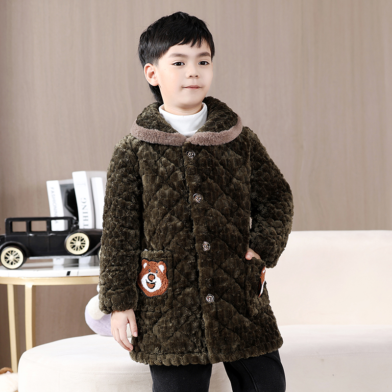 加绒加厚保暖舒适新款儿童冬季罩衣大码男童外穿防护衣棉袄棉衣