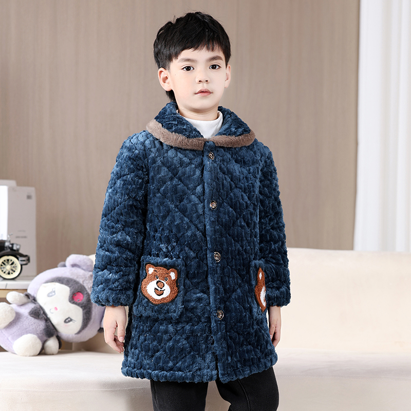 加绒加厚保暖舒适新款儿童冬季罩衣大码男童外穿防护衣棉袄棉衣