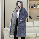 冬季保暖女士加绒加厚棉衣休闲大褂加长过膝罩衣工作服家居服棉服