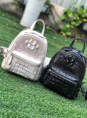 进口鳄鱼大头骨女士双肩包手作鳄鱼皮小辣椒背包户外休闲百搭旅行