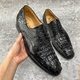 固特异手工缝制鳄鱼皮正装 真皮大底 商务男鞋 皮鞋 进口鳄鱼背骨男士