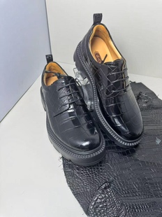 固特异缝制鳄鱼皮德比鞋 男士 商务休闲厚底皮鞋 轻奢稀有皮手工皮鞋