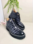 龙骨灰鳄鱼皮马丁靴男士 真皮户外短靴手工擦色稀有皮中帮靴机车靴