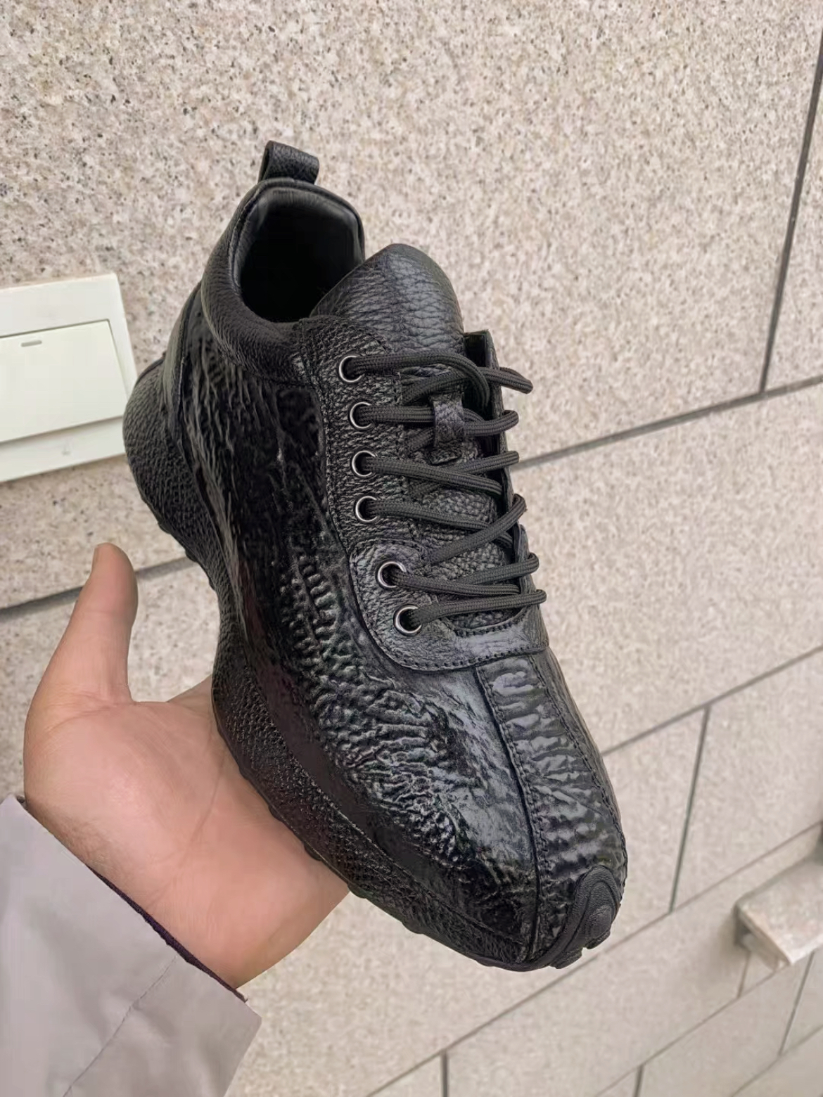 角马稀有皮运动鞋真皮全包马皮阿甘休闲鞋厚底增高手工高档男鞋潮