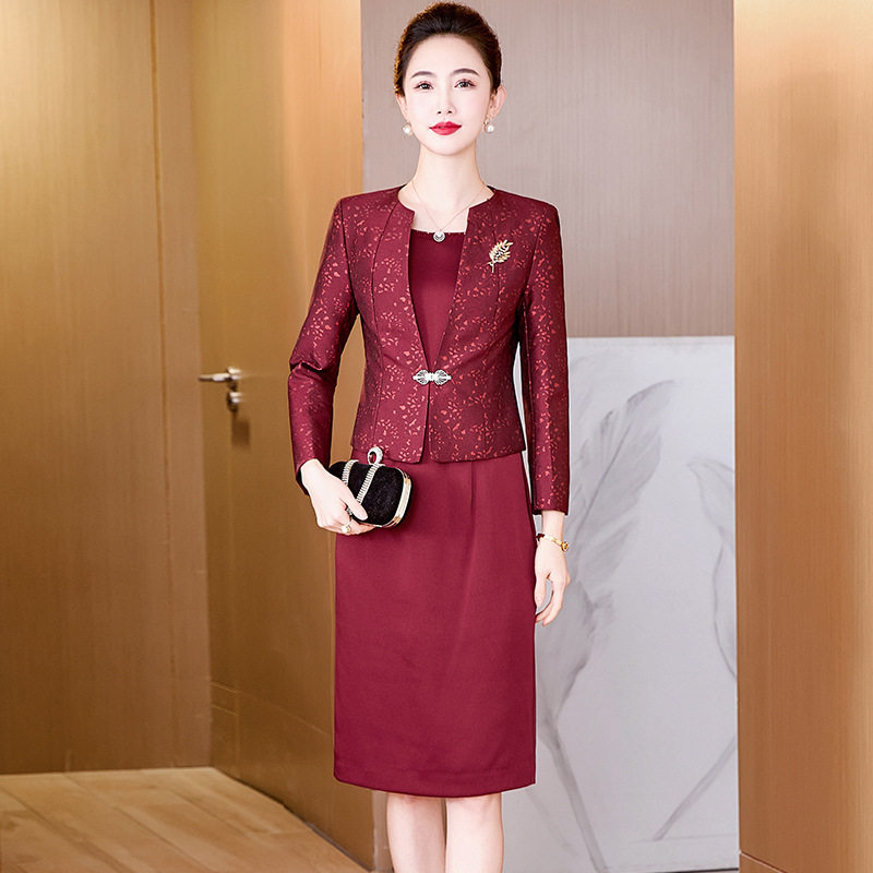 秋季洋气连衣裙婚宴妈妈装中老年时尚结婚礼服高贵轻奢两件套