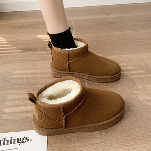 欧美大码 boots 短筒厚底雪地靴女外穿加绒加厚保暖棉靴snow