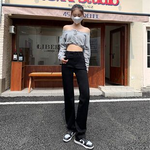 显瘦高个子堆堆烟管长裤 爆款 休闲百搭春夏新款 女直筒窄版 牛仔裤