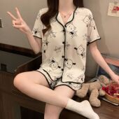 家居服套装 自带裸感胸垫甜美气质休闲时尚 睡衣女夏季 2025跨境爆款