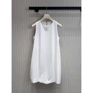极简风白色无袖 连衣裙女圆领背心裙宽松显瘦中长裙