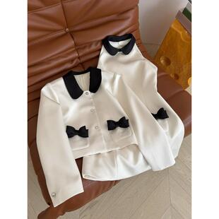 小个子春季 2026春季 套装 小翻领蝴蝶结连衣裙两件套女装 穿搭 新款