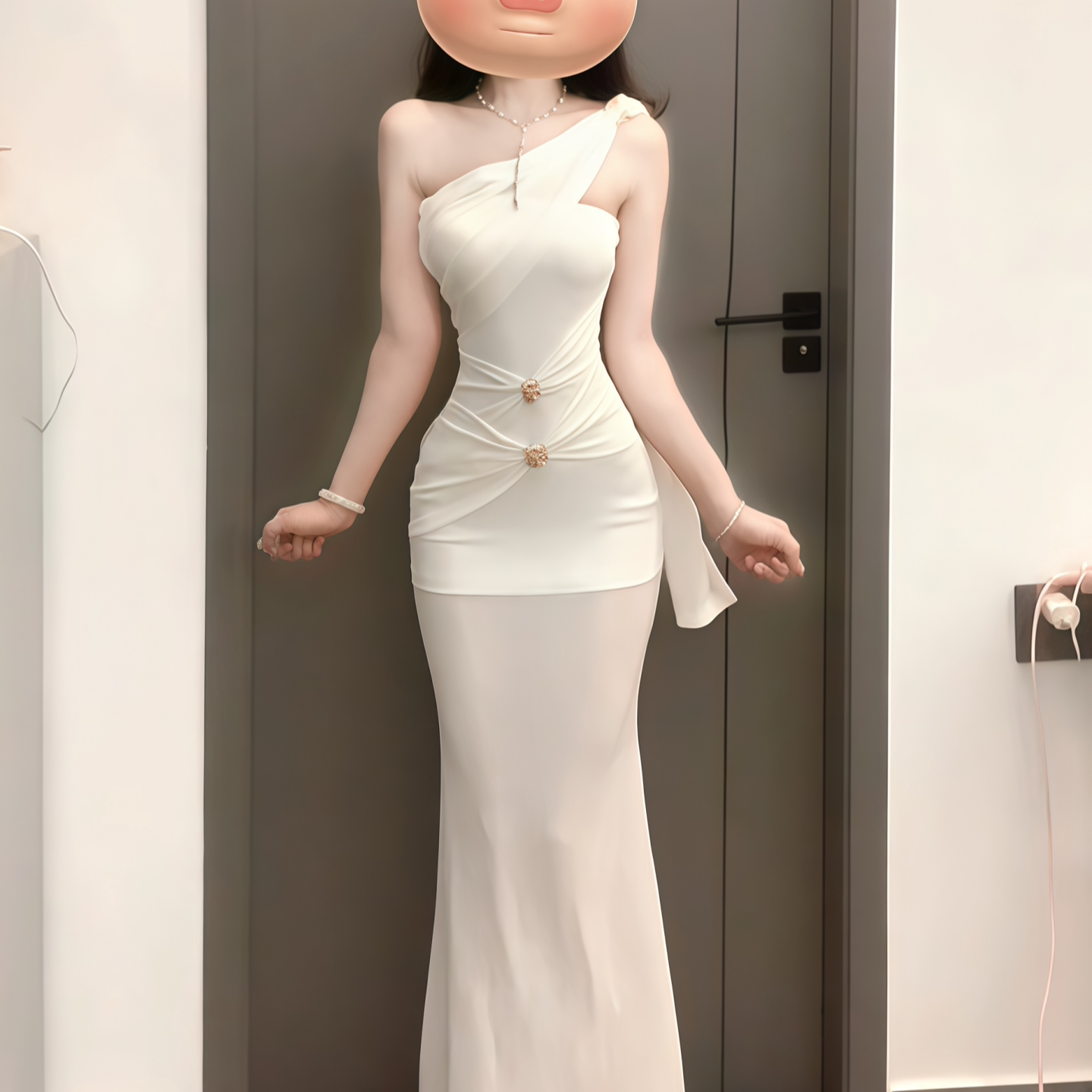 法式纯欲甜美白色连衣裙女