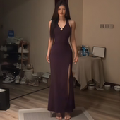 instahot 包臀开叉长裙 高级感御姐修身 紫色巨好看 连衣裙女夏季