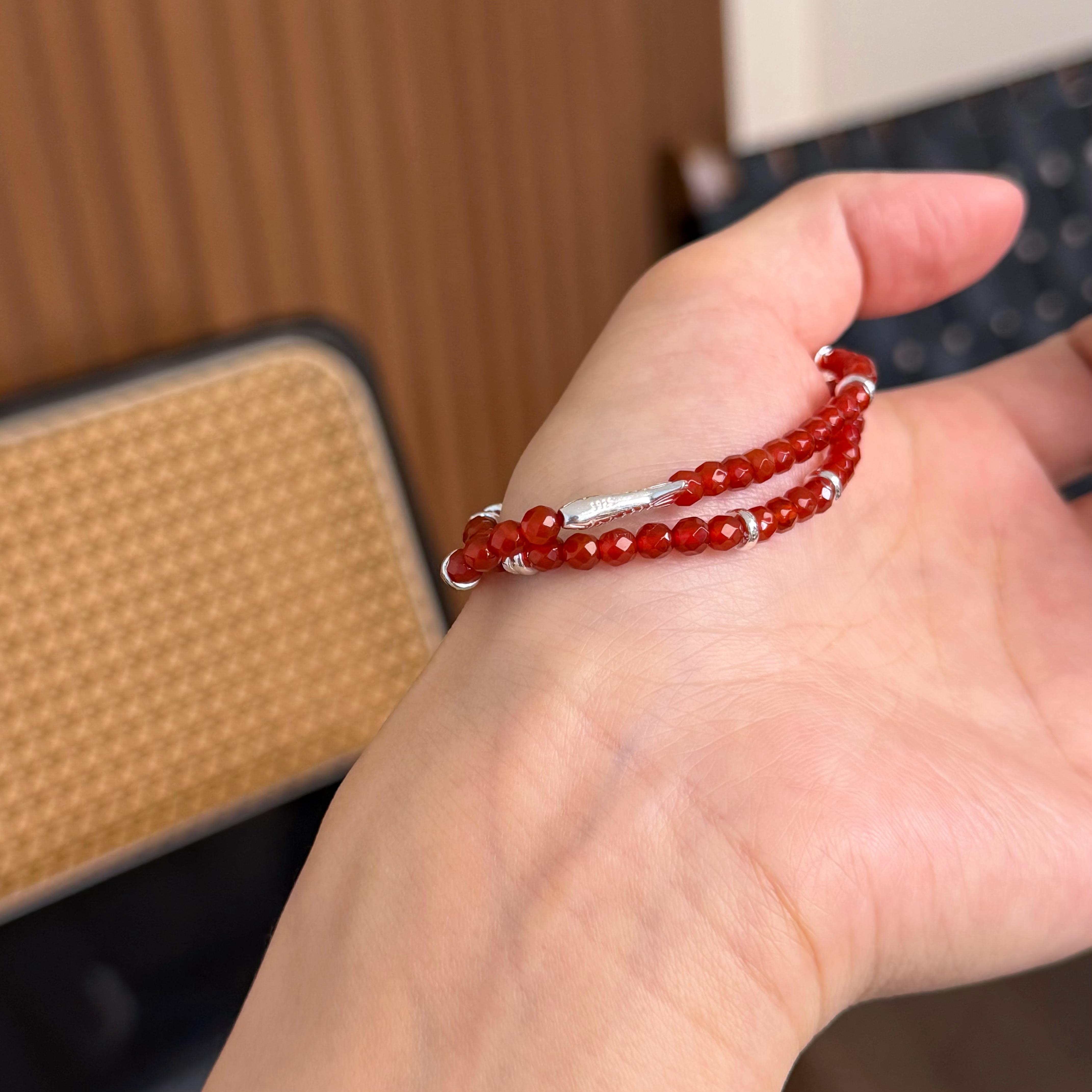 925银手链 《大鱼海棠》双圈红色气质小众轻奢时尚百搭手链