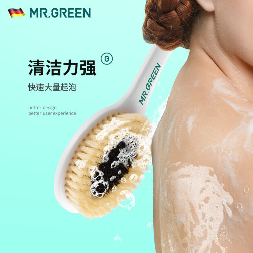 猪鬃毛洗澡刷刷背神器起泡多