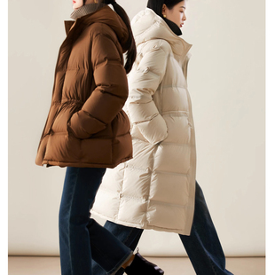 设计感羽绒服女收腰小个子2023新款时尚一手长95白鹅绒加厚面包服