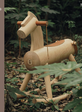 十二时慢白驹小木马实木儿童摇摇马摆件宝宝周岁六一礼物生日玩具