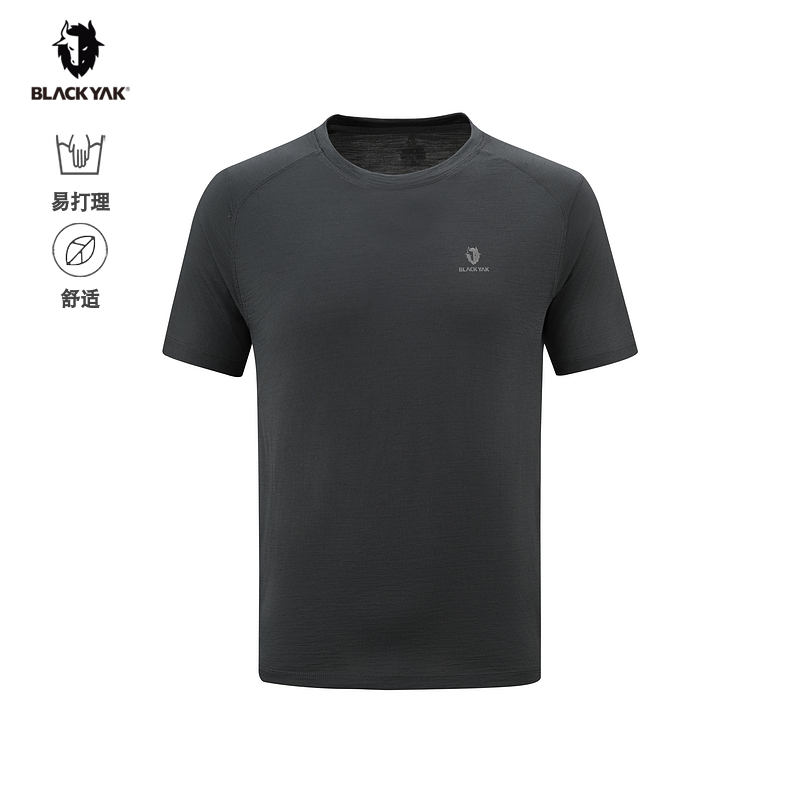 BLACKYAK/布来亚克2025夏新款男户外羊毛混纺短袖圆领T恤MYM021