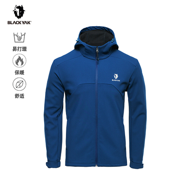 BLACKYAK/布来亚克 冬季户外休闲男士连帽针织软壳夹克WVM507