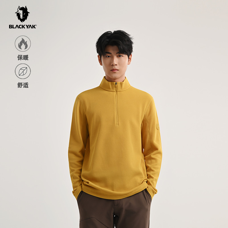 BLACKYAK/布来亚克2025冬新款男华夫格保暖长袖半拉T恤WYM425