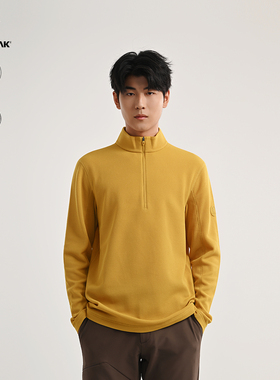 BLACKYAK/布来亚克2025冬新款男华夫格保暖长袖半拉T恤WYM425