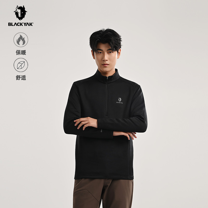 BLACKYAK/布来亚克2025秋冬新款男士保暖拉绒长袖半拉T恤WYM427,户外/登山/野营/旅行用品,户外休闲衣,淘宝优惠券,粉丝福利购,淘宝优惠卷