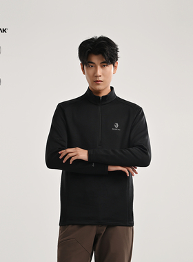 BLACKYAK/布来亚克2025秋冬新款男士保暖拉绒长袖半拉T恤WYM427