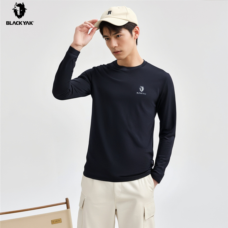 BLACKYAK/布来亚克 秋新款弹力宽松长袖圆领内搭T恤男2件装FVX611