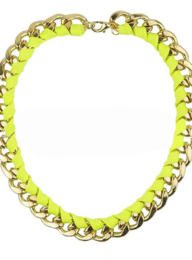 欧美潮流简约百搭荧光色糖果色项链女时尚通勤金属链条织带锁骨链