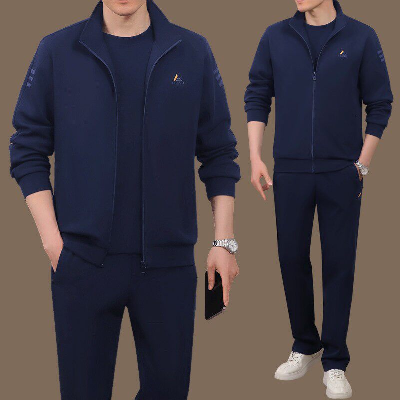 官方迈耐克斯中老年运动套装男装春秋季三件套爸爸休闲宽松跑步服