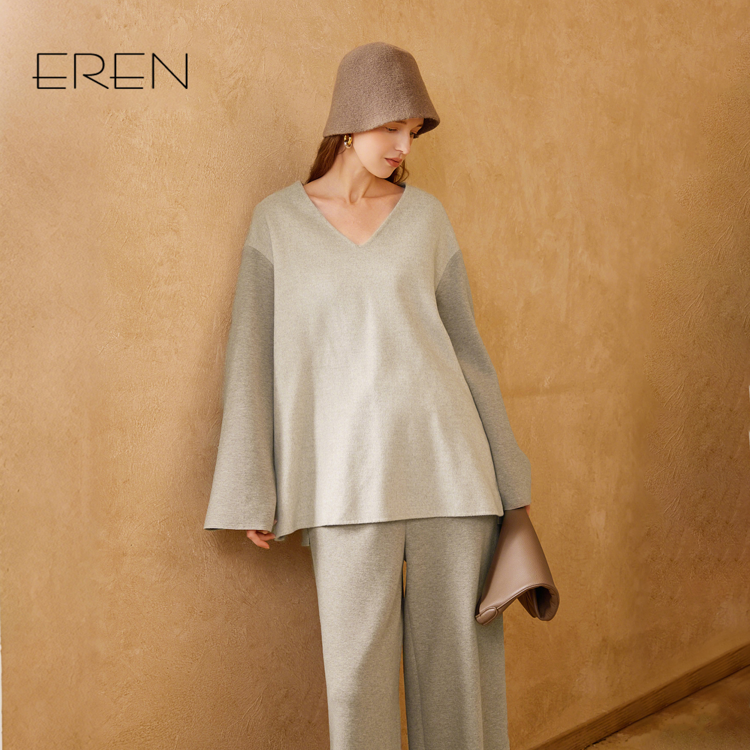 EREN高级感宽松休闲V领卫衣