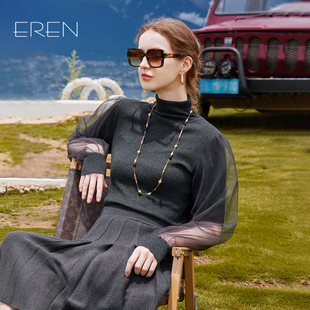 新款 EREN法式 女2025秋季 修身 流行网纱漂亮气质显瘦上衣 套头针织衫