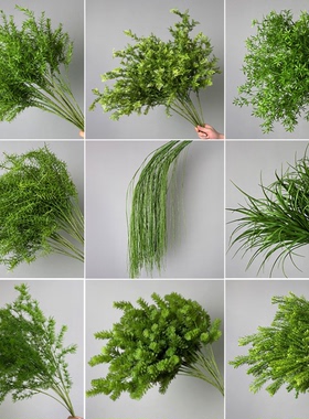 仿真绿植芦荀草龙须草仿真花婚礼背景花艺橱窗造景婚庆装饰插花