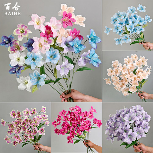 婚庆仿真花材单枝萱草百合假花
