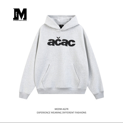 MEDM AGFR重磅简约acac字母印花连帽卫衣男女休闲宽松情侣帽衫