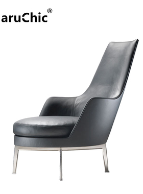 MaruChic创意设计师家具guscio alto armchair意式轻奢真皮沙发椅