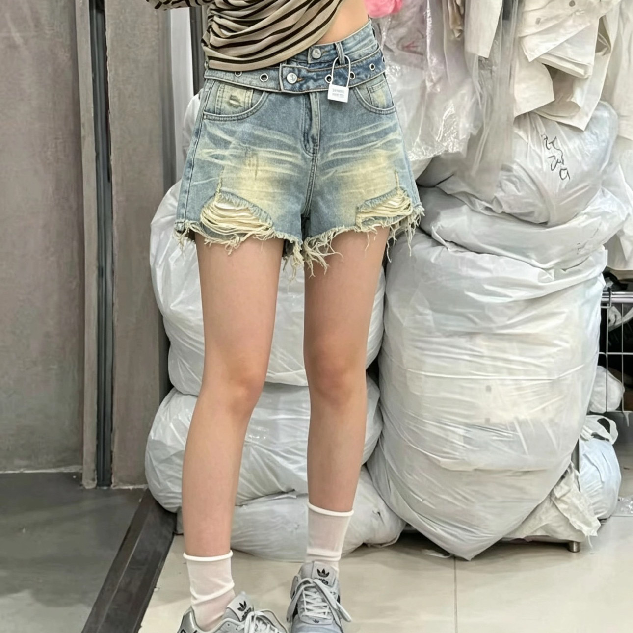 JNY-26夏上新美式街头磨边休闲裤