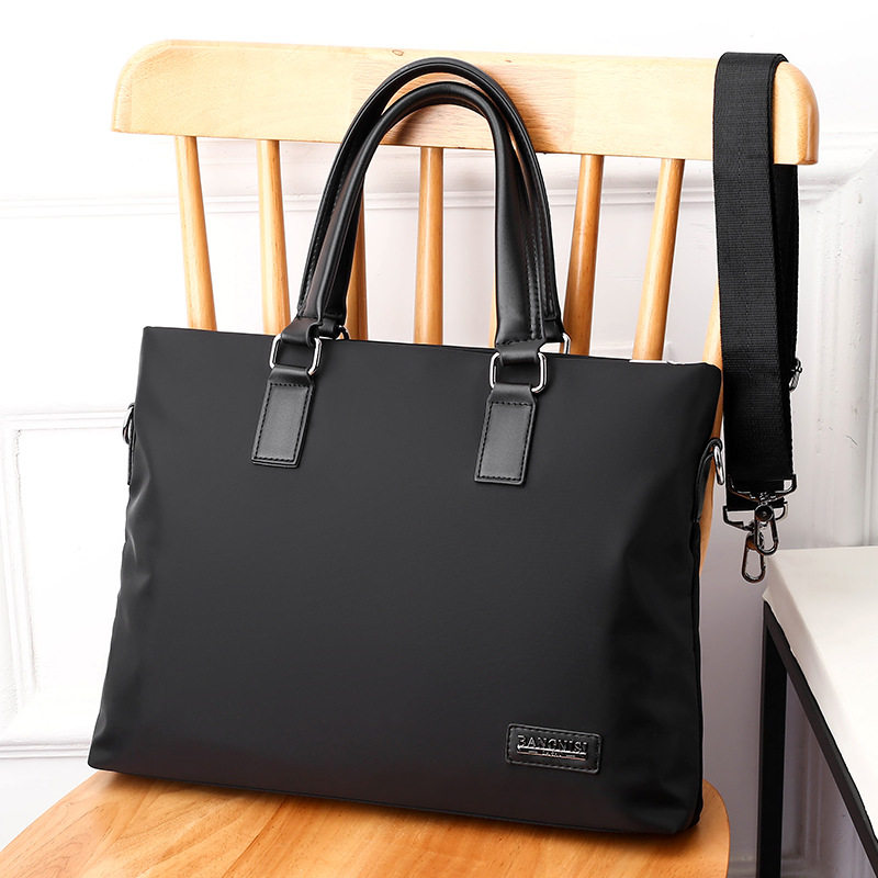 仅亏一天真皮牛津布男士手提包公文包办公商务文件包大容量横款笔