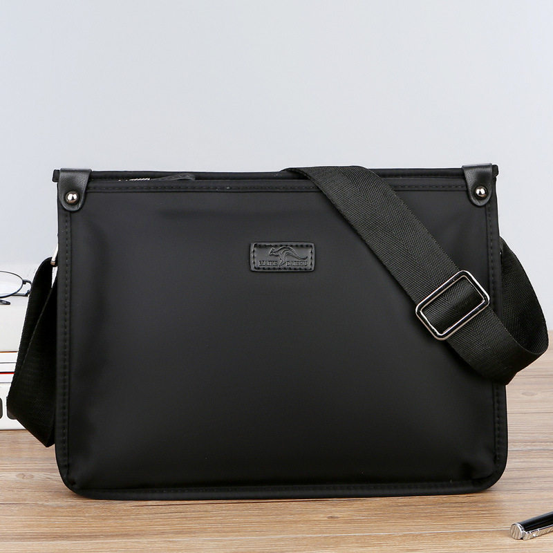 头层牛皮新款男士电脑包横款商务公文包大容量牛津布旅行单肩包斜