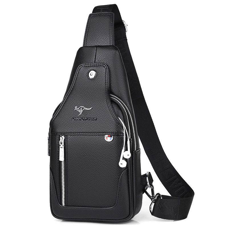 仅亏一天真皮胸包斜挎包时尚休闲包大容量单肩包防水耐磨男士小背