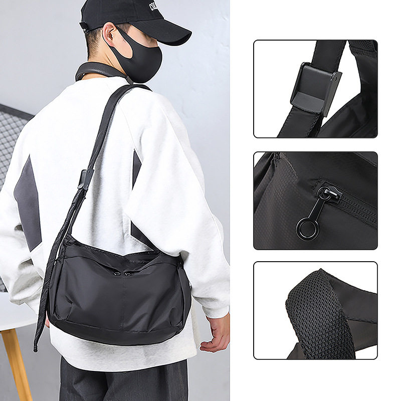 仅亏一天真皮新款斜防水饺子包运动斜挎包男女大容量托特包骑行简