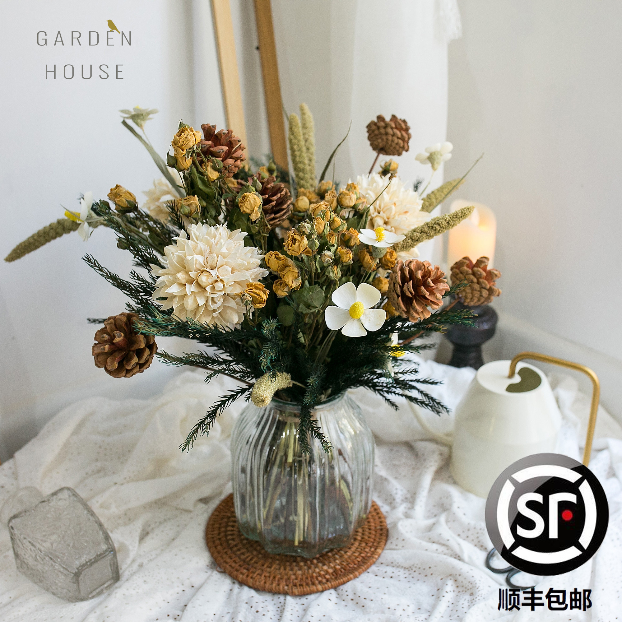 干花花束 拍摄间软装餐桌办公桌装饰花民宿摆设花纪念日乔迁礼物