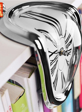 【静音】Melting Clock桌角扭曲时钟达利融化钟表 创意台桌面挂钟