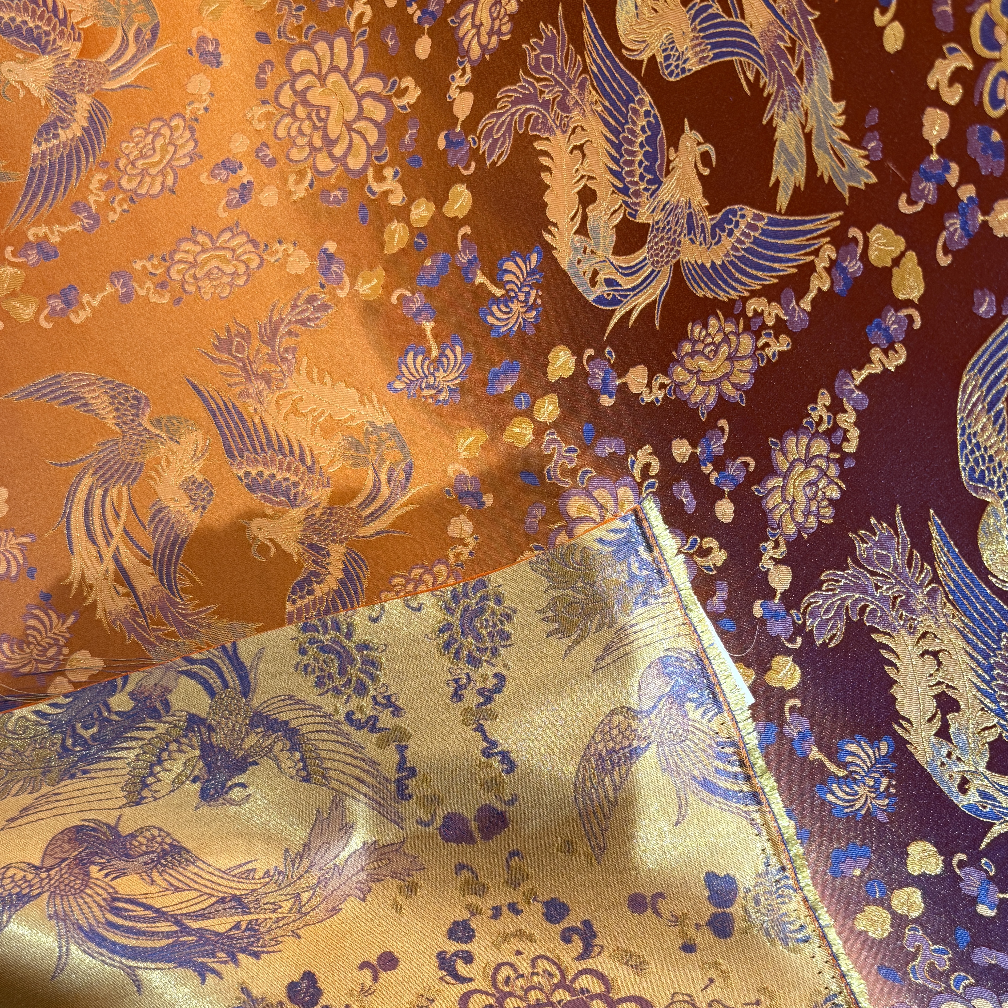 非遗传承织金宋锦凤凰于飞100桑蚕丝（除金线外）面料