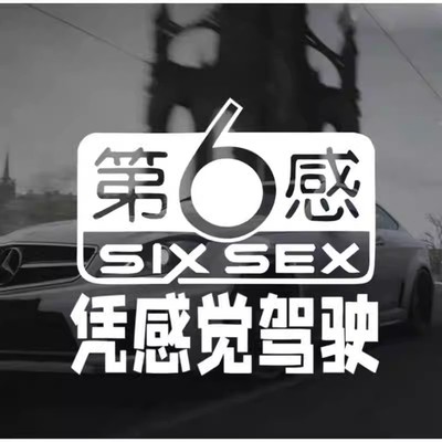 第6感凭感觉驾驶贴纸 搞笑个性内涵车身遮挡后窗车尾装饰反光车贴